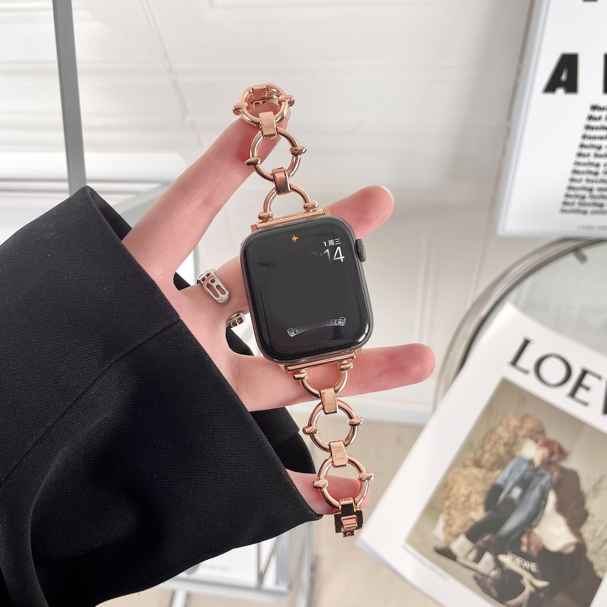 Watch Strap Metal Ring Buckle Stainless Steel Chain