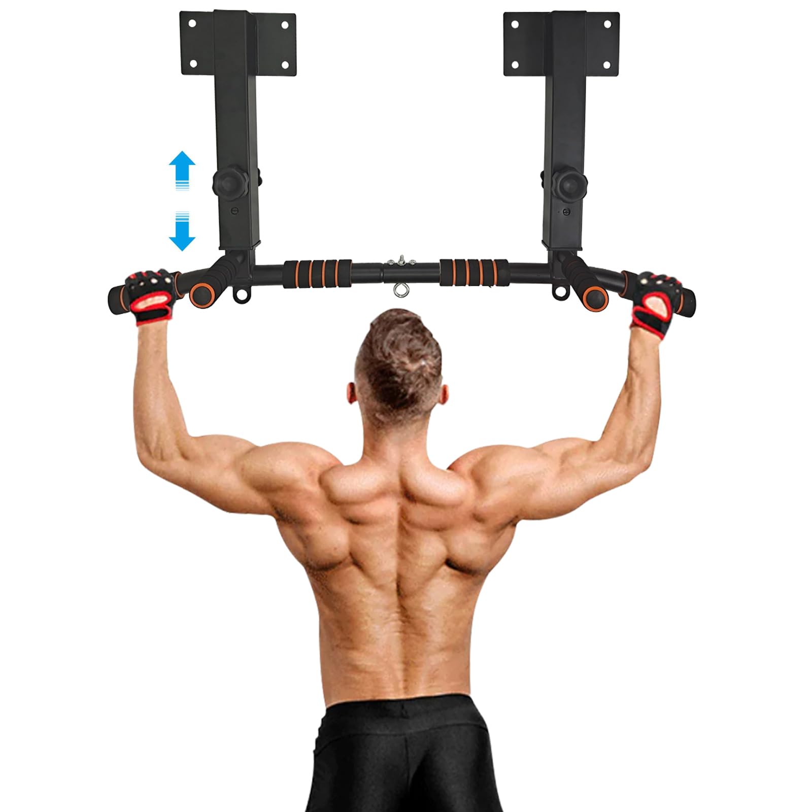 BESTHLS Joist Mounted Pull Up Bar 4 Level Height Adjustable Ceiling Mount Chin Pu Bar Heavy Duty for Home Gym Workout Strength Training Equipment