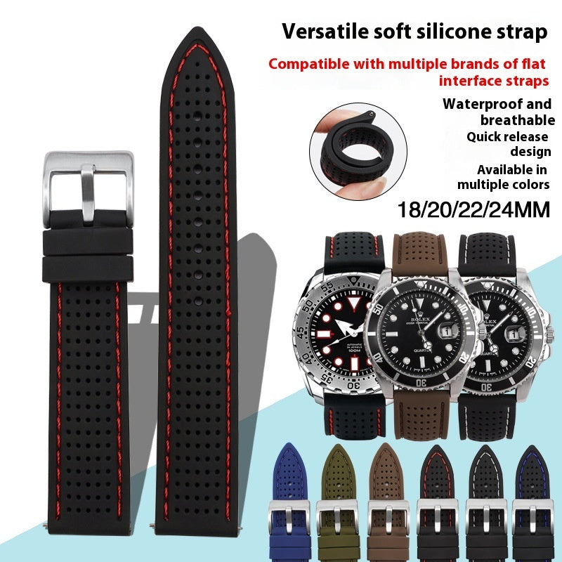 Suitable For Watch Band With Line Silicone Strap