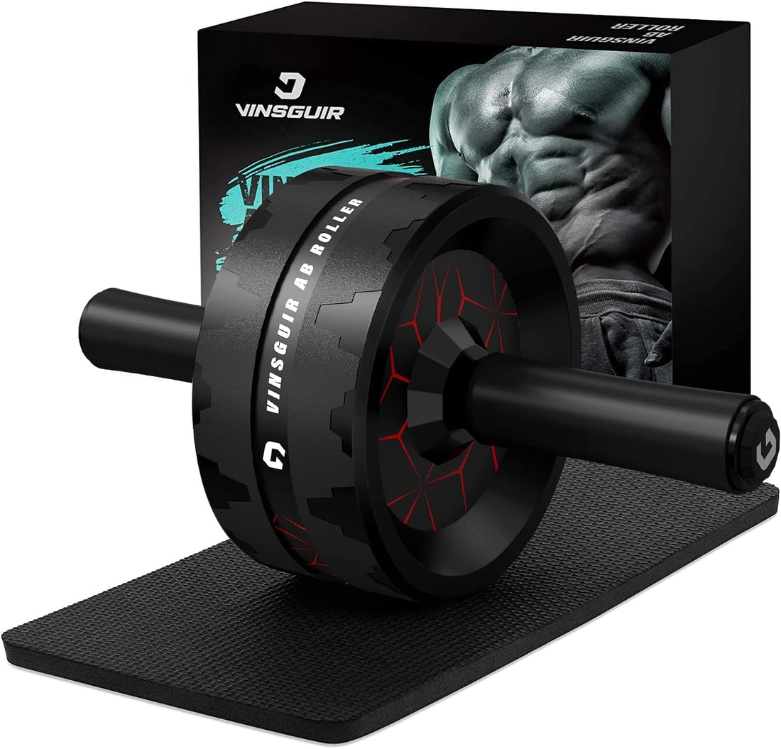 Vinsguir Ab Roller Wheel Abs Workout Equipment for Abdominal &amp; Core Strength Training Exercise Wheels for Home Gym Fitness Equipment for Core Workout with Knee Pad Accessories