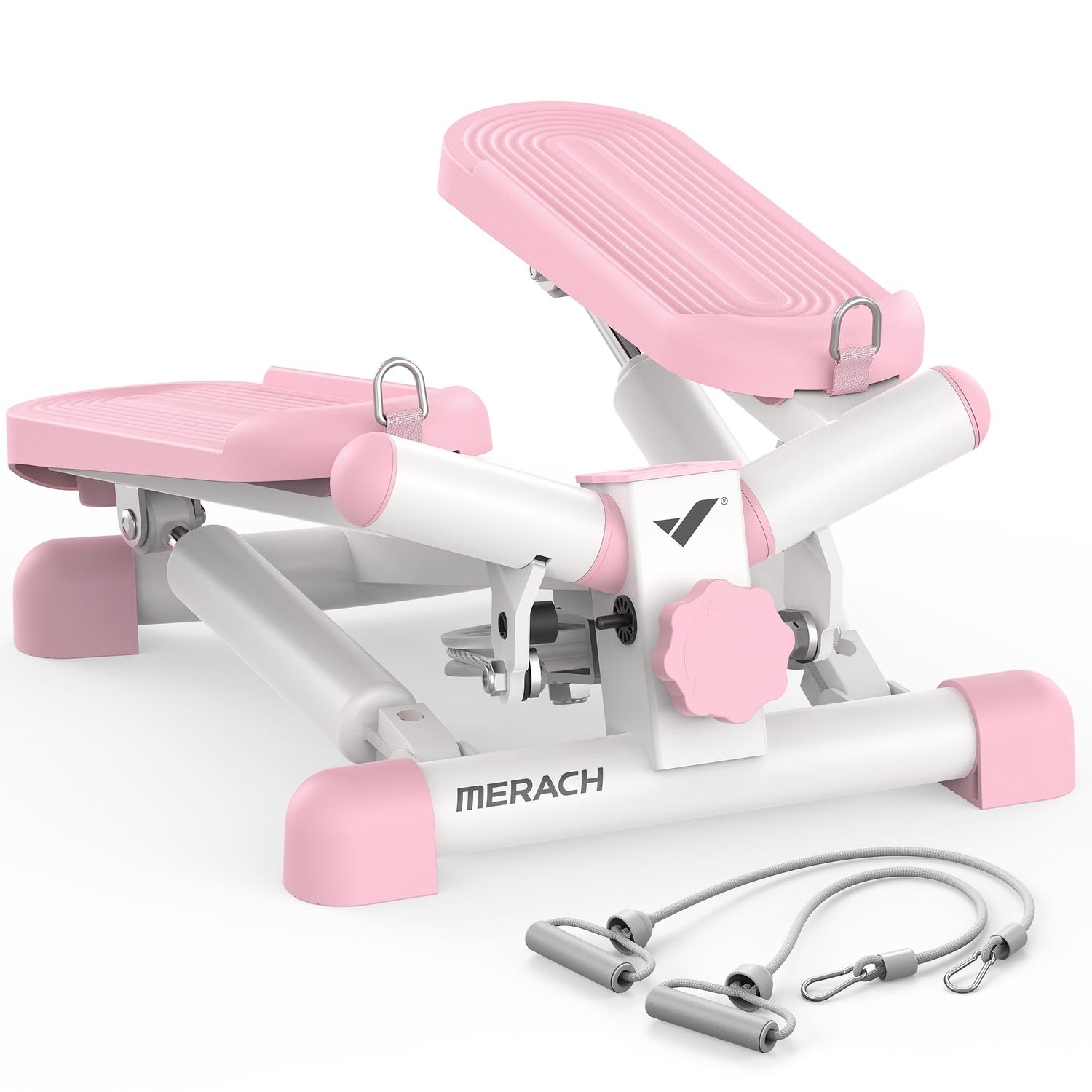 MERACH Mini Steppers for Exercise Twist Stepper with Resistance Bands 330LBS Capacity Stair Step Cardio Equipment for Full Body Workout
