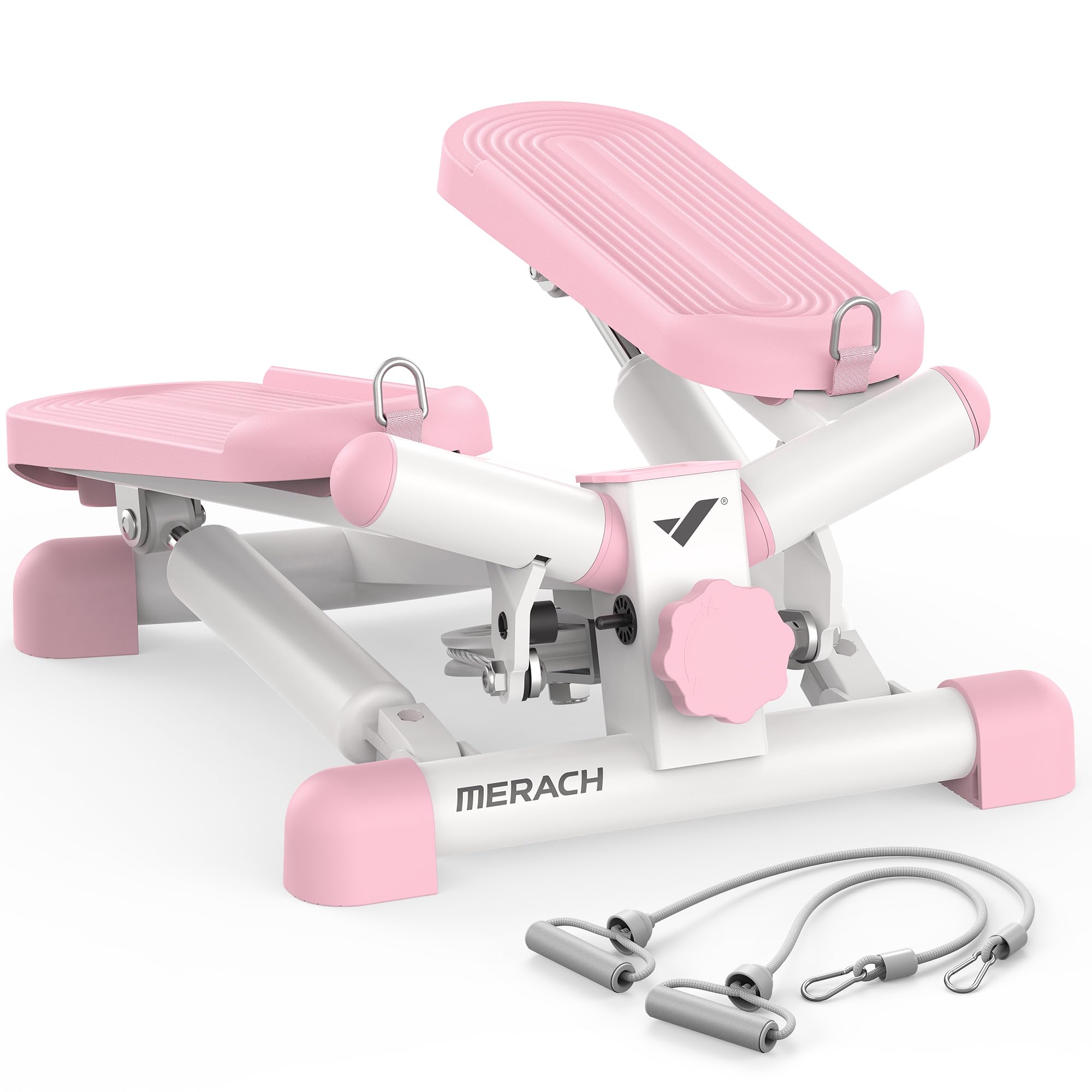 MERACH Mini Steppers for Exercise Twist Stepper with Resistance Bands 330LBS Capacity Stair Step Cardio Equipment for Full Body Workout