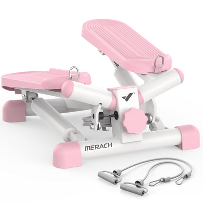 MERACH Mini Steppers for Exercise Twist Stepper with Resistance Bands 330LBS Capacity Stair Step Cardio Equipment for Full Body Workout