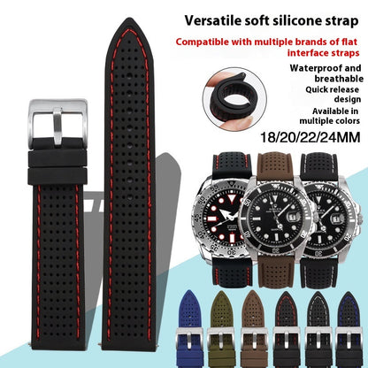 Suitable For Watch Band With Line Silicone Strap