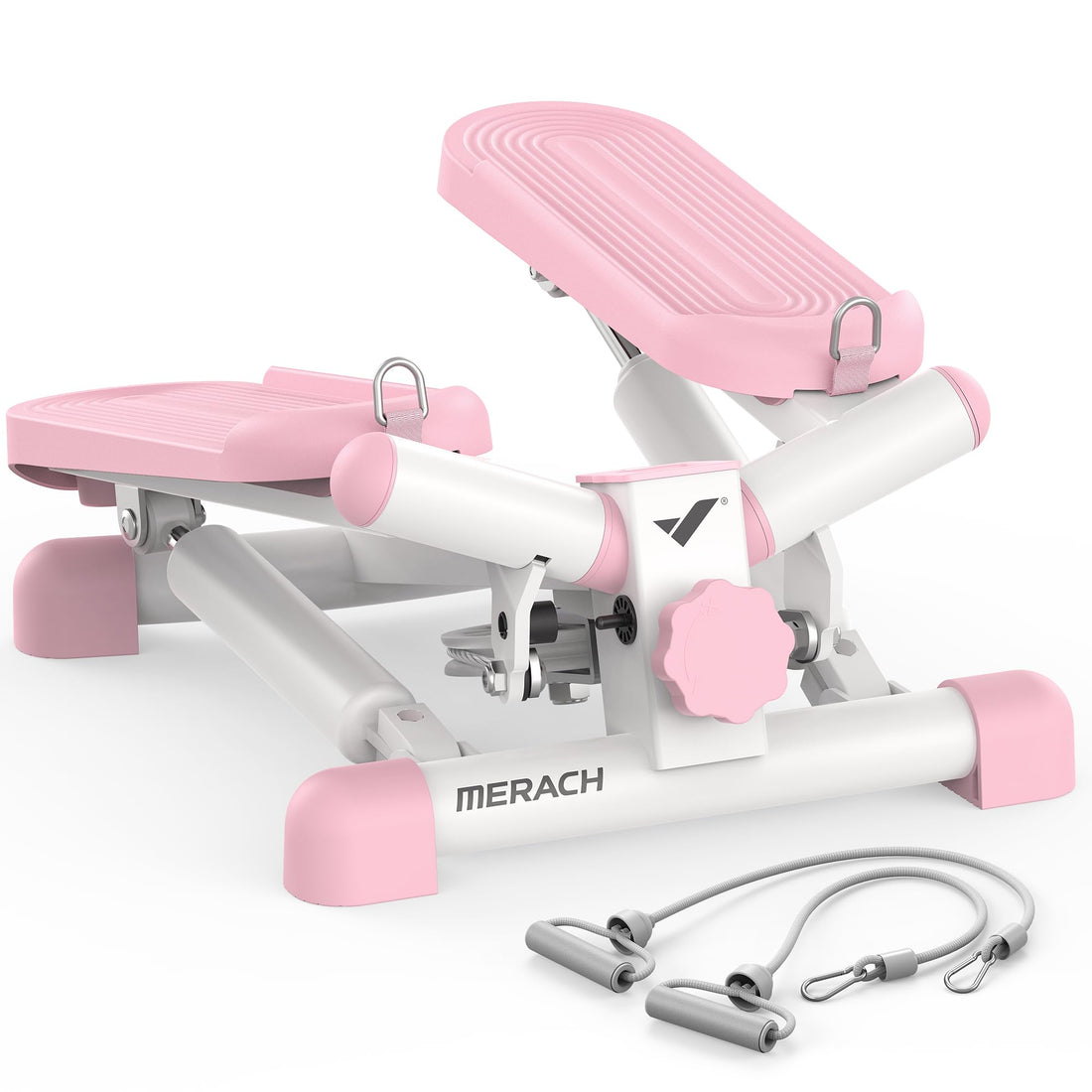 MERACH Mini Steppers for Exercise Twist Stepper with Resistance Bands 330LBS Capacity Stair Step Cardio Equipment for Full Body Workout
